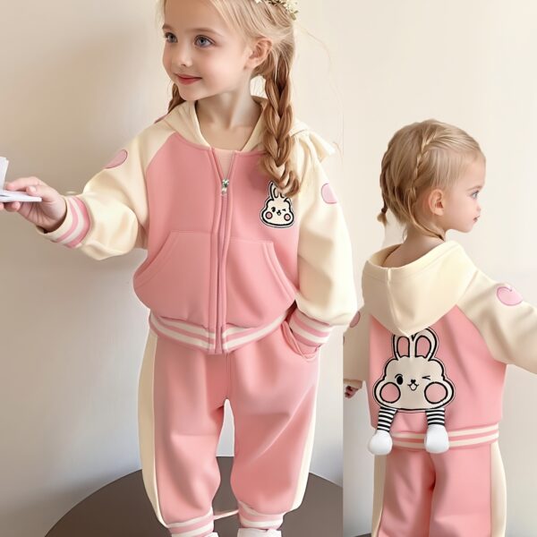 Adorable Spring Blossom Girls Tracksuit perfect for outdoor play A charming pink and floral tracksuit ideal for spring and summer