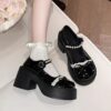 Newness Darling Bow Platform Shoes Elevate your style with these adorable platform shoes perfect for parties weddings or everyday wear Featuring a charming bow detail and comfortable platform sole