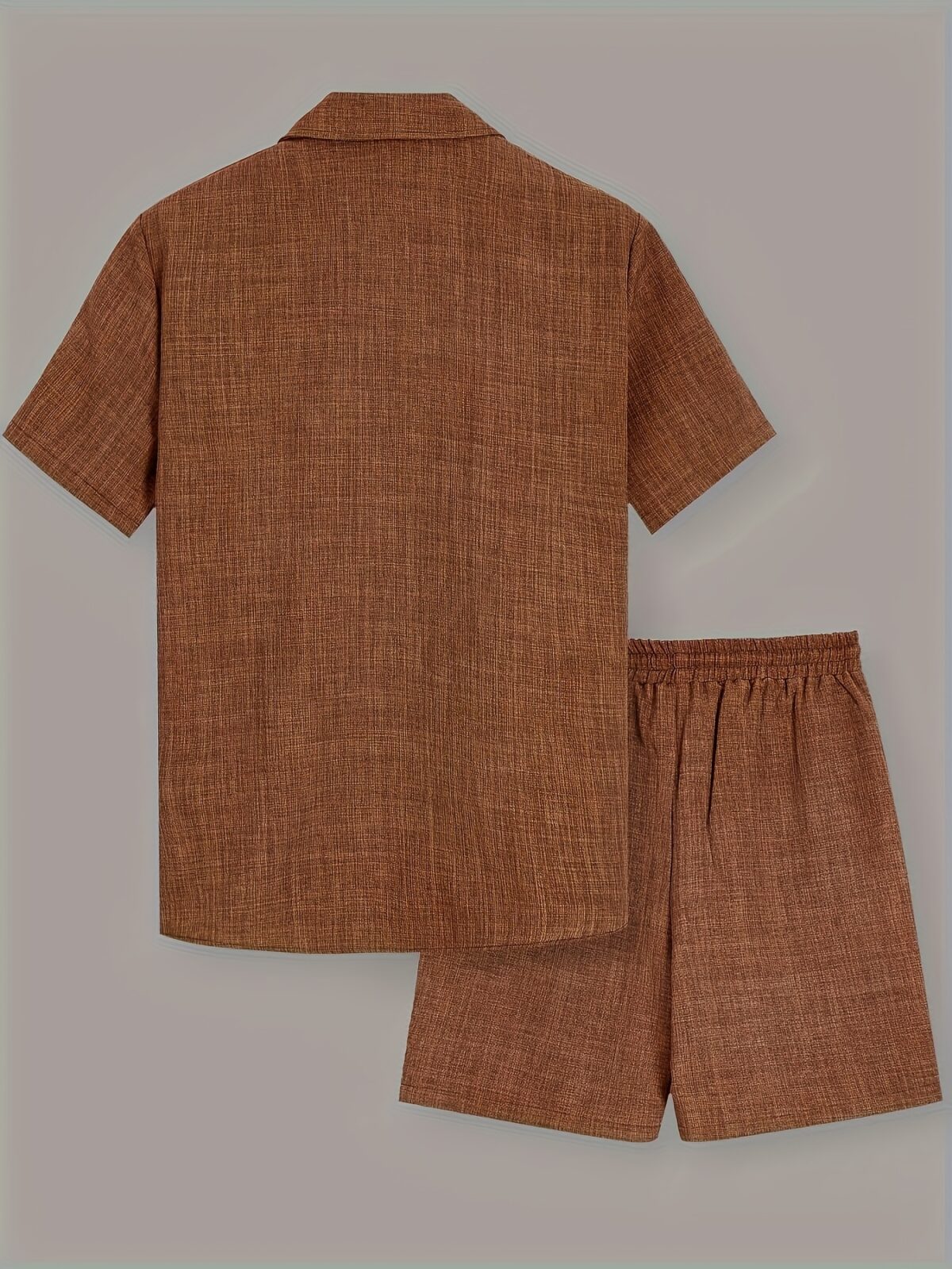 Effortless Chic Mens Summer Set in breathable polyester perfect for warm weather Model showcasing the stylish two piece outfit