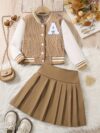 Adorable Pastel Dreams Preppy Skirt Set in soft pastel colors perfect for spring or fall The set includes a matching top and skirt ideal for girls