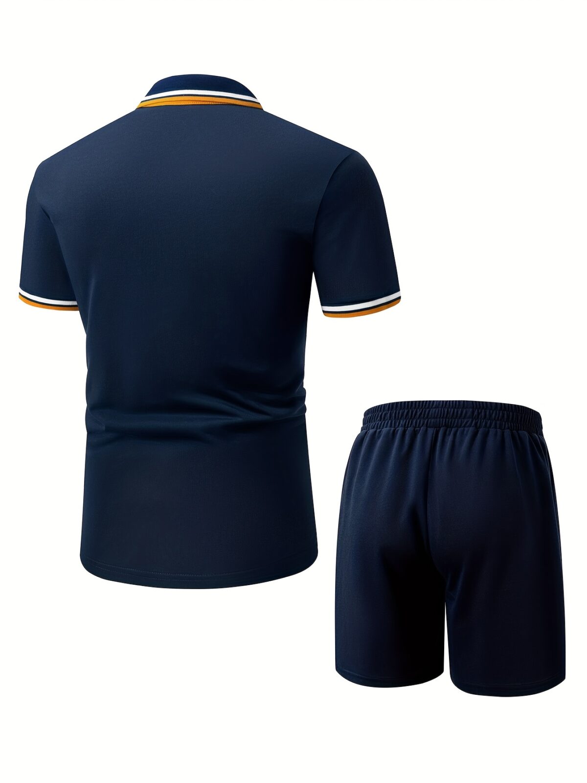 Newness Modern Mens Polo Shorts Set A stylish and comfortable polo shirt and shorts set perfect for summer The model wears the set showcasing its relaxed fit and modern design