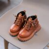 Newness Classic Side Zipper Boys Retro Boots in brown leather Perfect for Fall and Spring