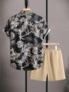 Stylish Riviera Escape Printed Shirt and Shorts Set in lightweight polyester from Newness Perfect for summer