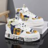 Colorful youngsters mid top sneakers with closure breathable upper and cushioned sole Stylish stitching details