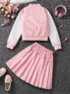 Adorable Pastel Dreams Preppy Skirt Set in soft pastel colors perfect for spring or fall The set includes a matching top and skirt ideal for girls