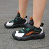 Newness Velocity Stripe Boys Running Shoes Lightweight breathable running shoes perfect for school and play Image shows stylish blue and white striped shoes