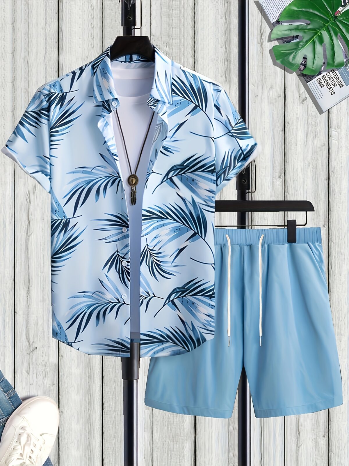 Embrace effortless summer style with the Newness Riviera Escape Leaf Print Set Crafted from breathable polyester this two piece set features a vibrant leaf print perfect for any occasion
