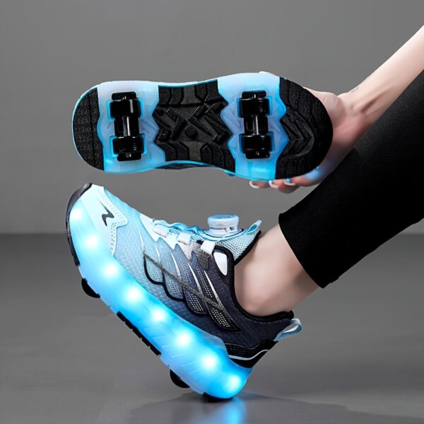 Kids Galaxy Glow Roller Skates from Newness featuring LED lights geometric designs and comfortable design