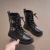 Newness Lace Up Kids Chunky Boots A pair of stylish chunky boots for kids featuring lace up detailing Perfect for keeping little feet warm and trendy