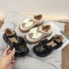 Adorable pink princess bow sandals for girls perfect for parties and playtime Stylish and comfortable design