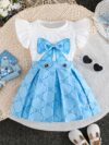 Adorable girls summer outfit Newnesss Summer Playdate Bow Skirt Set A charming two piece set featuring a stylish bow skirt and coordinating top
