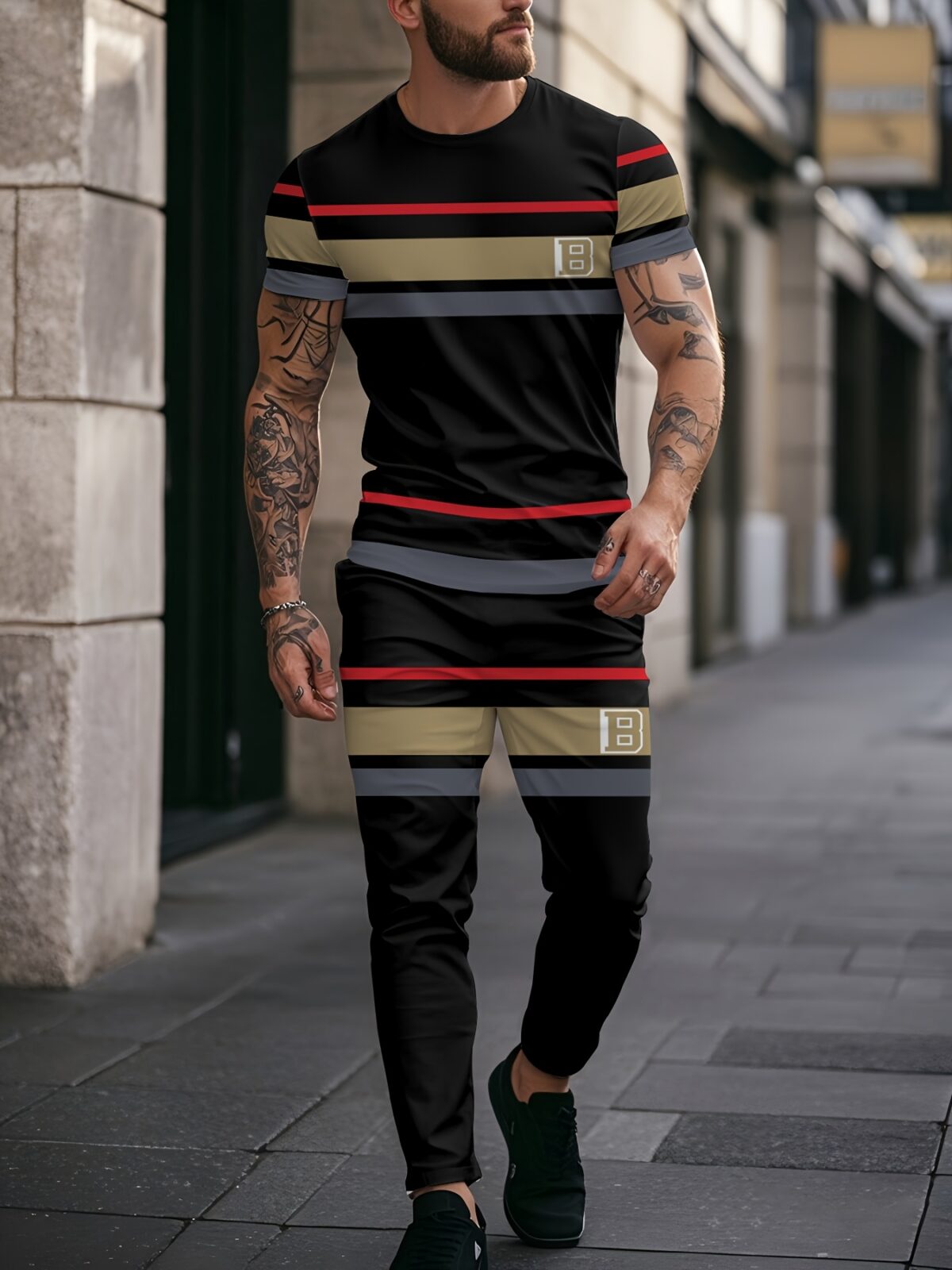Stylish Newness Urban Edge Mens Print Tracksuit in premium polyester showcasing its comfortable and fashionable design