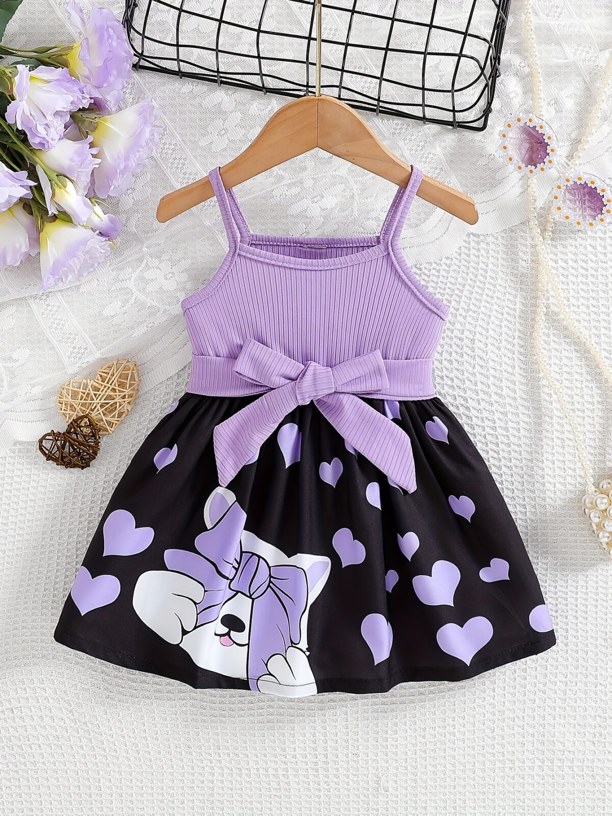 Sweetheart Summer Toddler Dress   Adorable little girl wearing a charming pink and white summer dress perfect for summer parties and outdoor play