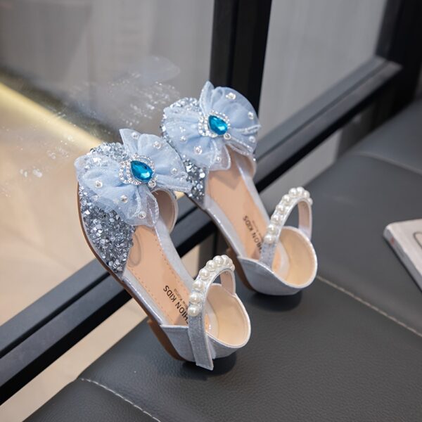 Close up of Newnesss Enchanted Garden Rhinestone Princess Shoes showcasing sparkling rhinestones and delicate design Perfect for a young girl