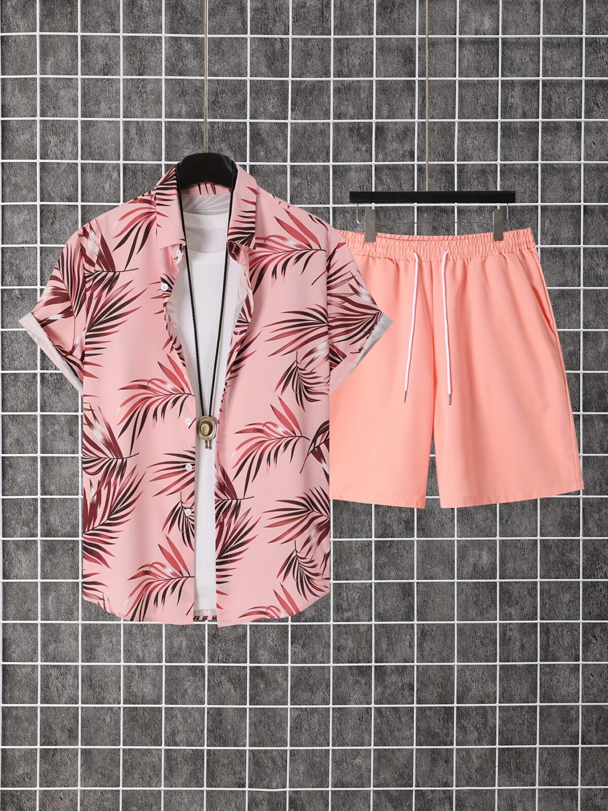 Embrace effortless summer style with the Newness Riviera Escape Leaf Print Set Crafted from breathable polyester this two piece set features a vibrant leaf print perfect for any occasion