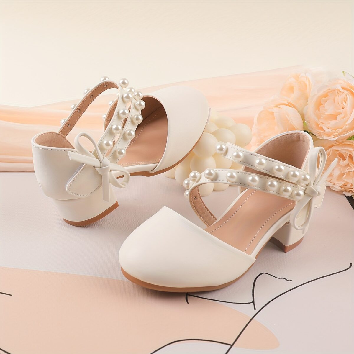 Enchanted Garden Pearl Girl Shoes by Newness Elegant girls shoes adorned with pearls perfect for any occasion