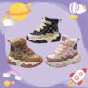 Kids stylish plaid snow boots from Newness warm waterproof and comfortable winter footwear