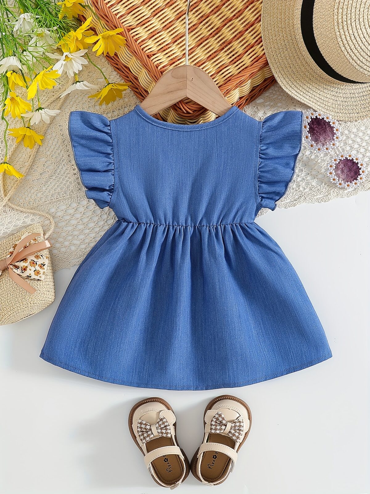 Adorable Summer Bloom baby girl dress perfect for summer outings and back to school events The dress features a delightful floral print and comfortable breathable fabric