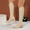 Dune Beige Knee High Boots by Newness Stylish knee high boots in a versatile beige shade perfect for any occasion