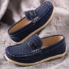Newness Grid Pattern Boys Loafers Stylish and comfortable loafers for boys perfect for school or special events