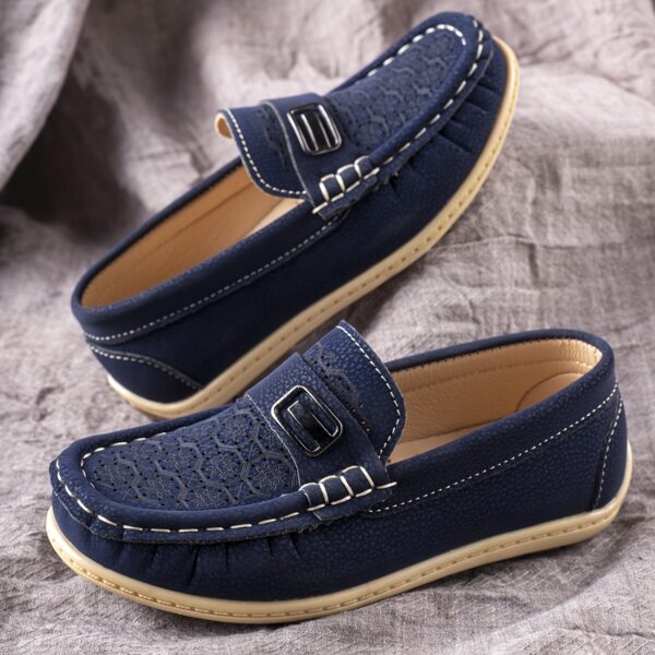 Newness Grid Pattern Boys Loafers Stylish and comfortable loafers for boys perfect for school or special events