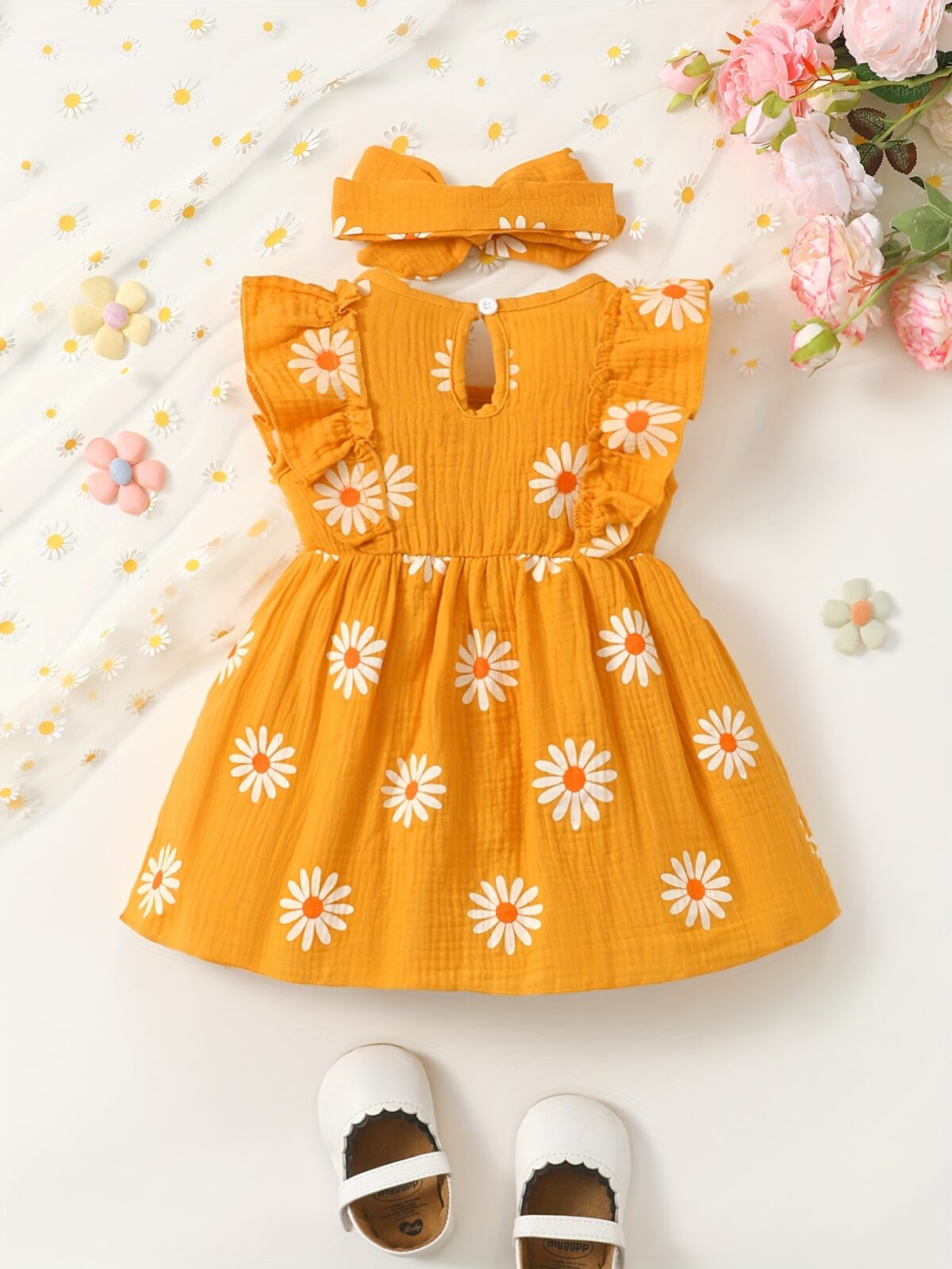 Adorable BrownBark daisy dress set perfect for summer This cute and stylish outfit features a charming daisy print and is ideal for warm weather