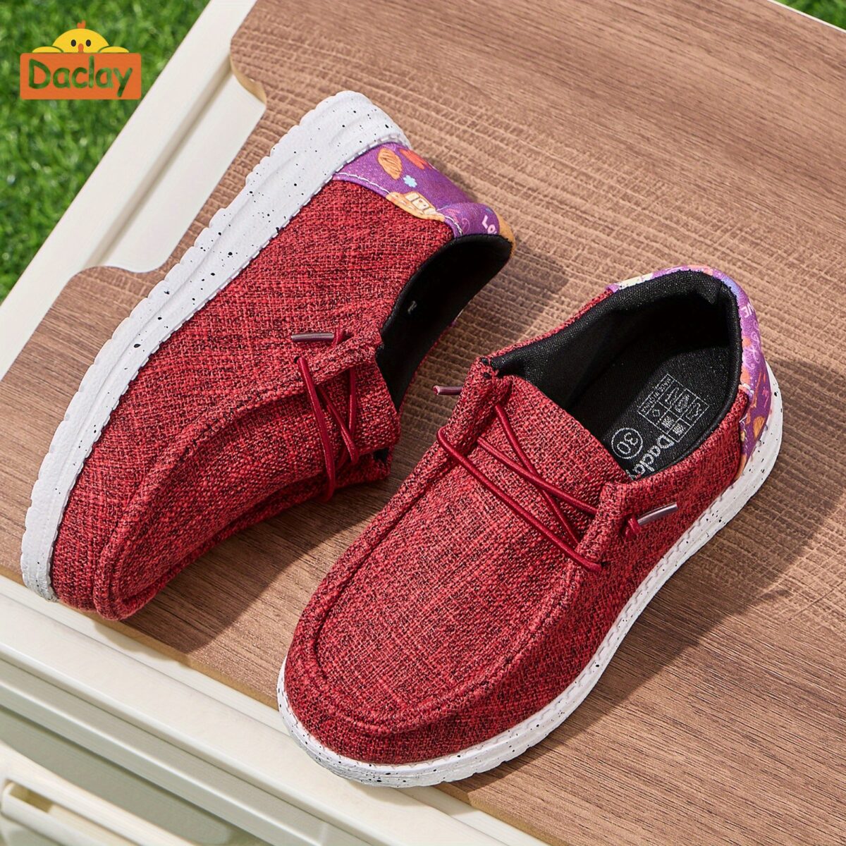 Kids Playful Plaid Slip Ons by Newness stylish and comfortable DACLAY plaid slip on shoes with breathable fabric and cushioned insole
