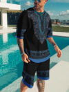 Coastal Escape Mens Summer Set Premium polyester two piece outfit in a stylish modern design perfect for summer Model showcases the sets comfort and fit
