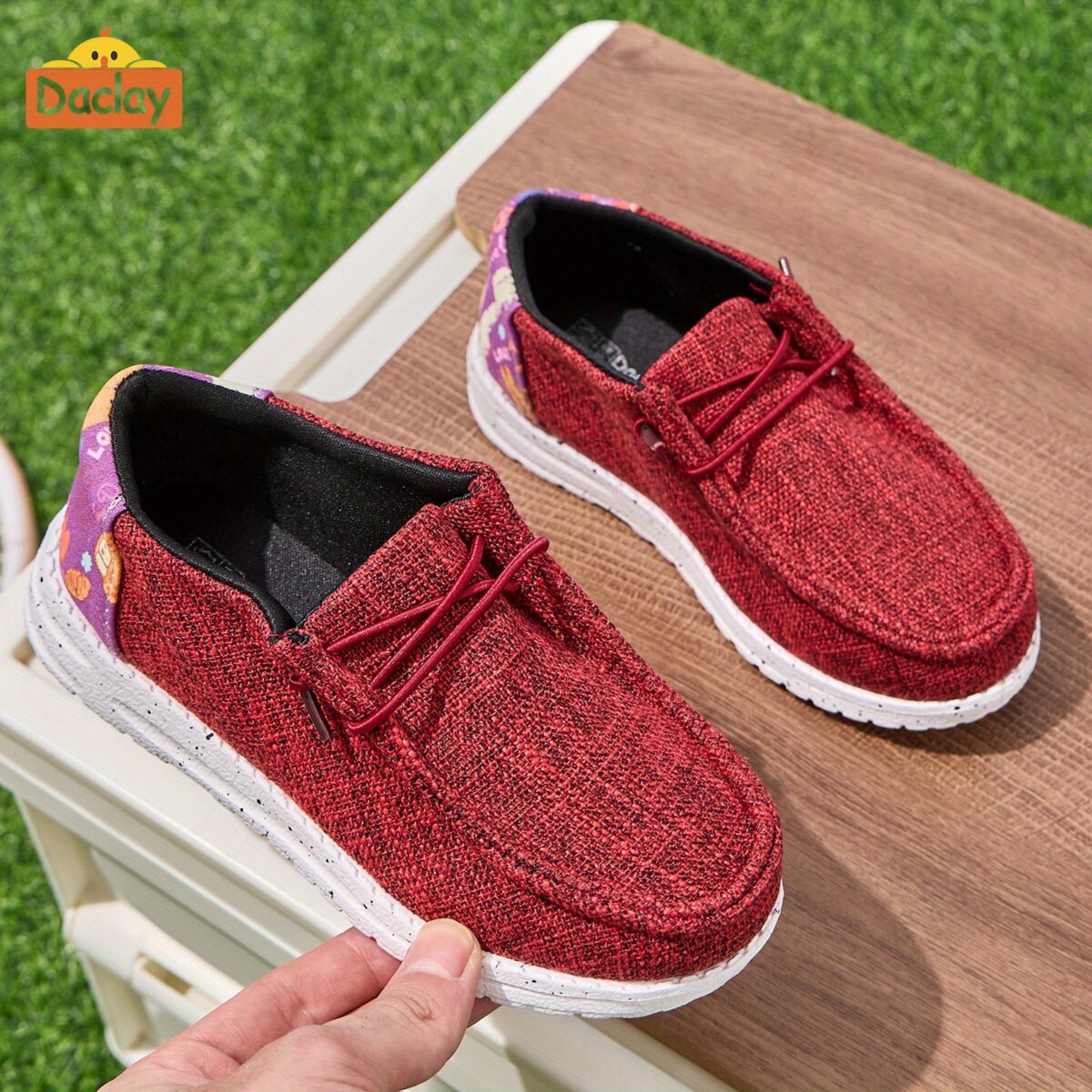 Kids Playful Plaid Slip Ons by Newness stylish and comfortable DACLAY plaid slip on shoes with breathable fabric and cushioned insole