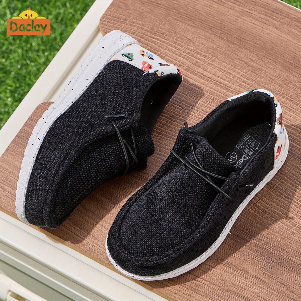 Kids Playful Plaid Slip Ons by Newness stylish and comfortable DACLAY plaid slip on shoes with breathable fabric and cushioned insole