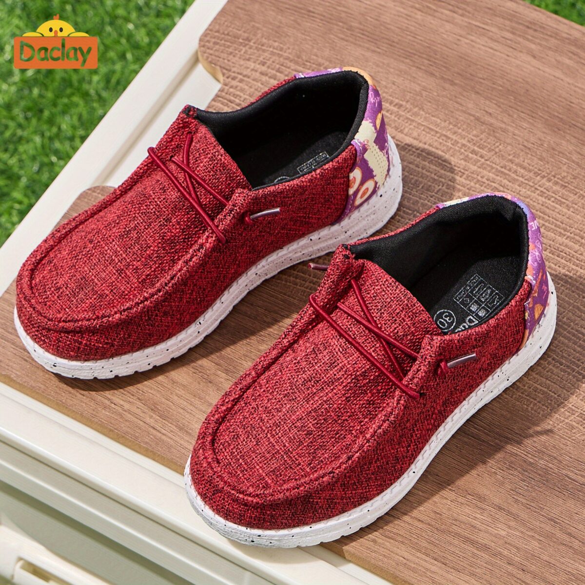 Kids Playful Plaid Slip Ons by Newness stylish and comfortable DACLAY plaid slip on shoes with breathable fabric and cushioned insole