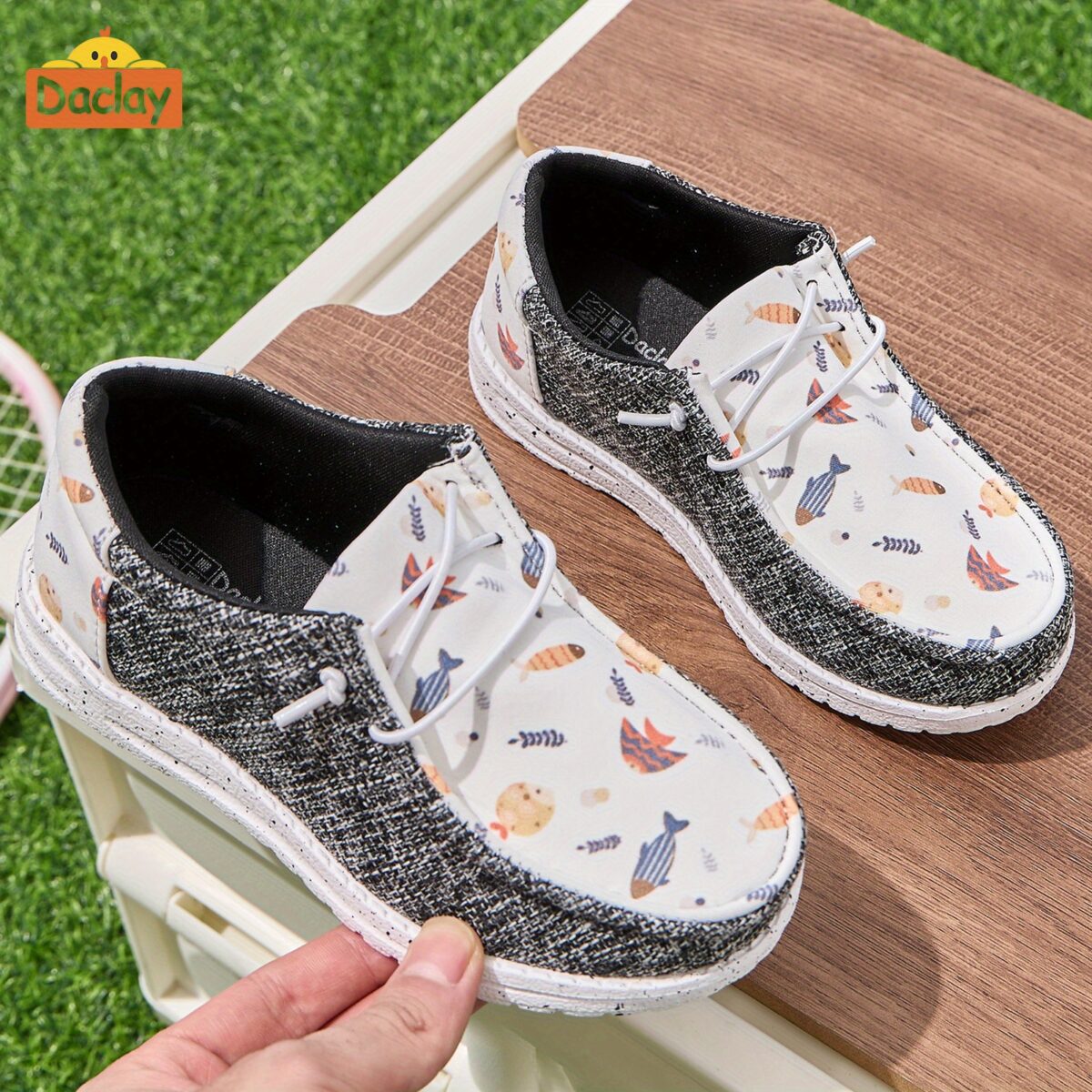 Kids Playful Plaid Slip Ons by Newness stylish and comfortable DACLAY plaid slip on shoes with breathable fabric and cushioned insole