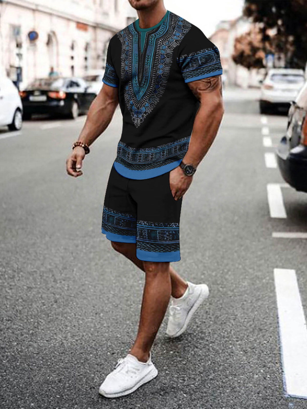 Coastal Escape Mens Summer Set Premium polyester two piece outfit in a stylish modern design perfect for summer Model showcases the sets comfort and fit