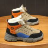 Newness Explorer Boys High Tops in action a boy wearing the shoes while hiking a trail playing in a park and at school