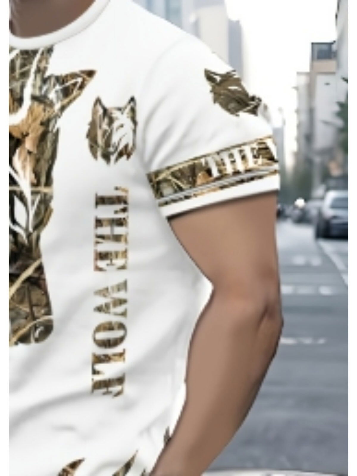 Model wearing the Newness Summer Nights Wolf Print Outfit a stylish and comfortable ensemble perfect for summer evenings