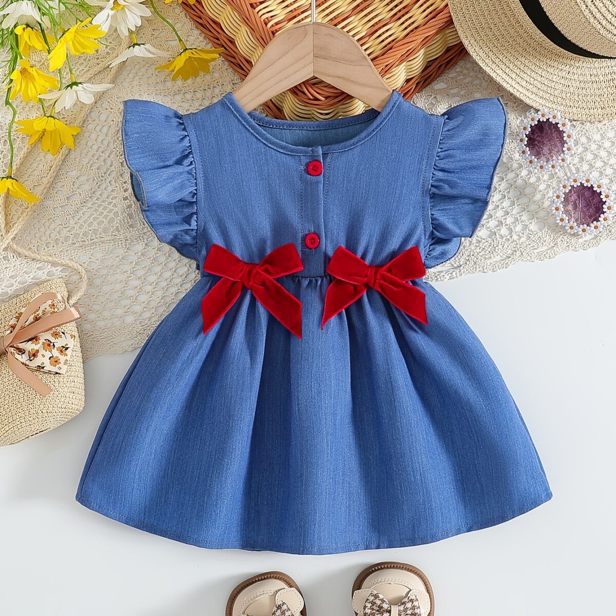 Adorable Summer Bloom baby girl dress perfect for summer outings and back to school events The dress features a delightful floral print and comfortable breathable fabric