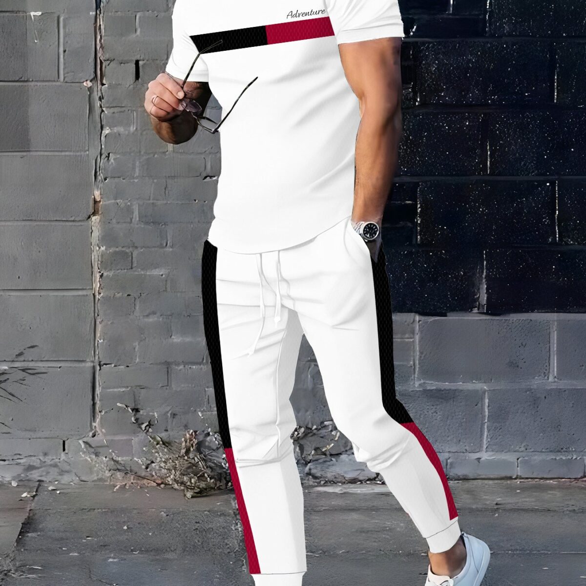 Newness Urban Explorer Mens Summer Set Stylish and comfortable summer outfit perfect for urban adventures Model showcases the complete set ideal for exploring the city