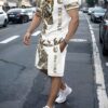 Model wearing the Newness Summer Nights Wolf Print Outfit a stylish and comfortable ensemble perfect for summer evenings