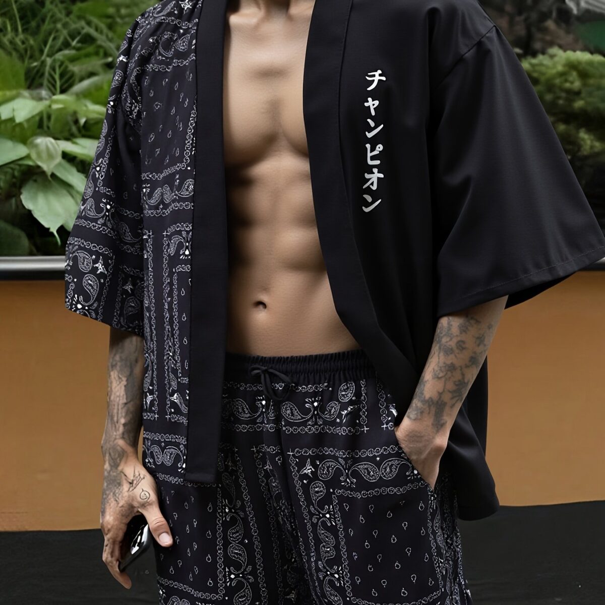 Effortlessly cool Newness paisley kimono set in a bold print and relaxed fit perfect for summer